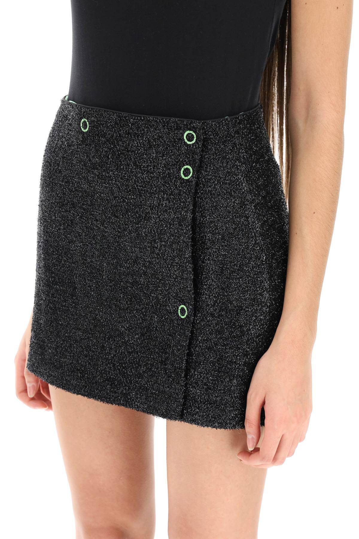 GANNI mini lamé tweed wrap skirt