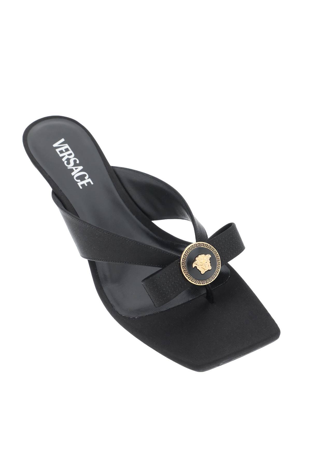 VERSACE gianni ribbon thong mules