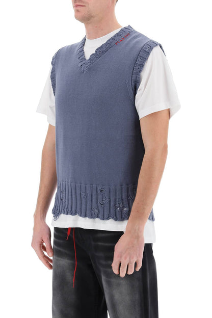 MARNI destroyed-effect vest in cotton