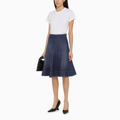 Khaite The Lennox Blue Denim Skirt