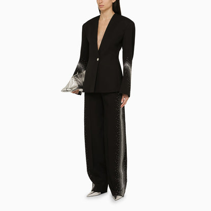 The Attico Black Wool Jagger Trousers With Thermostrass