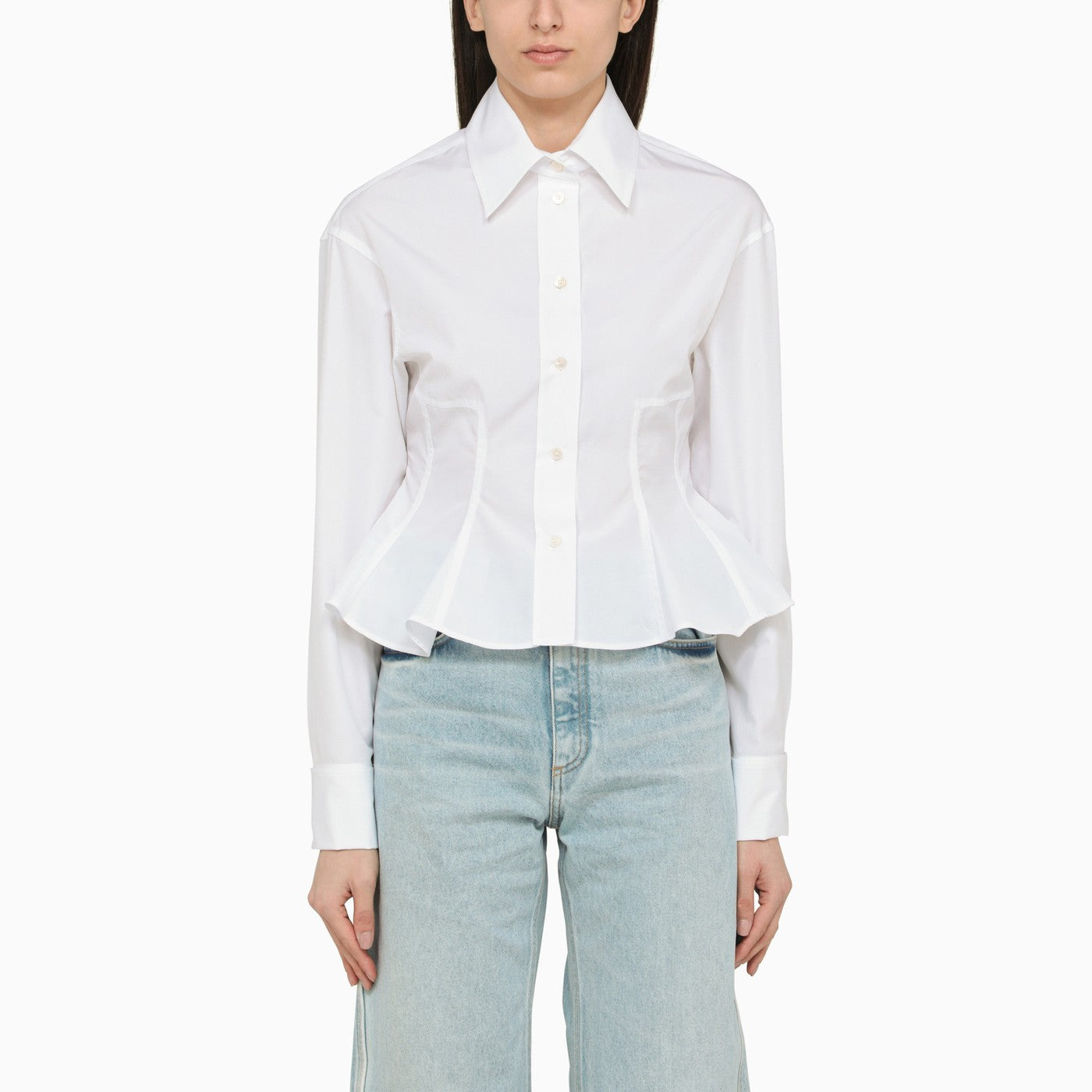 Stella Mc Cartney White Poplin Shirt With Ruffles