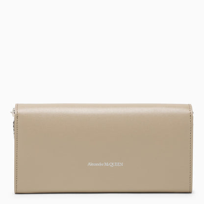 Alexander Mc Queen Camel Beige Chain Wallet In Leather