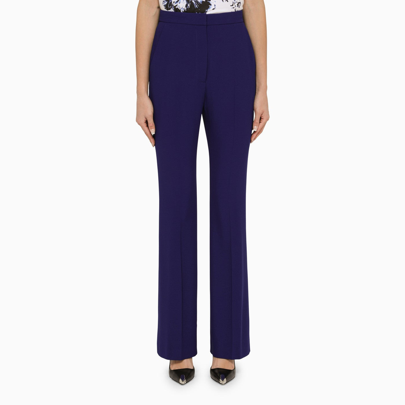 Alexander Mc Queen Blue Regular Trousers With Darts