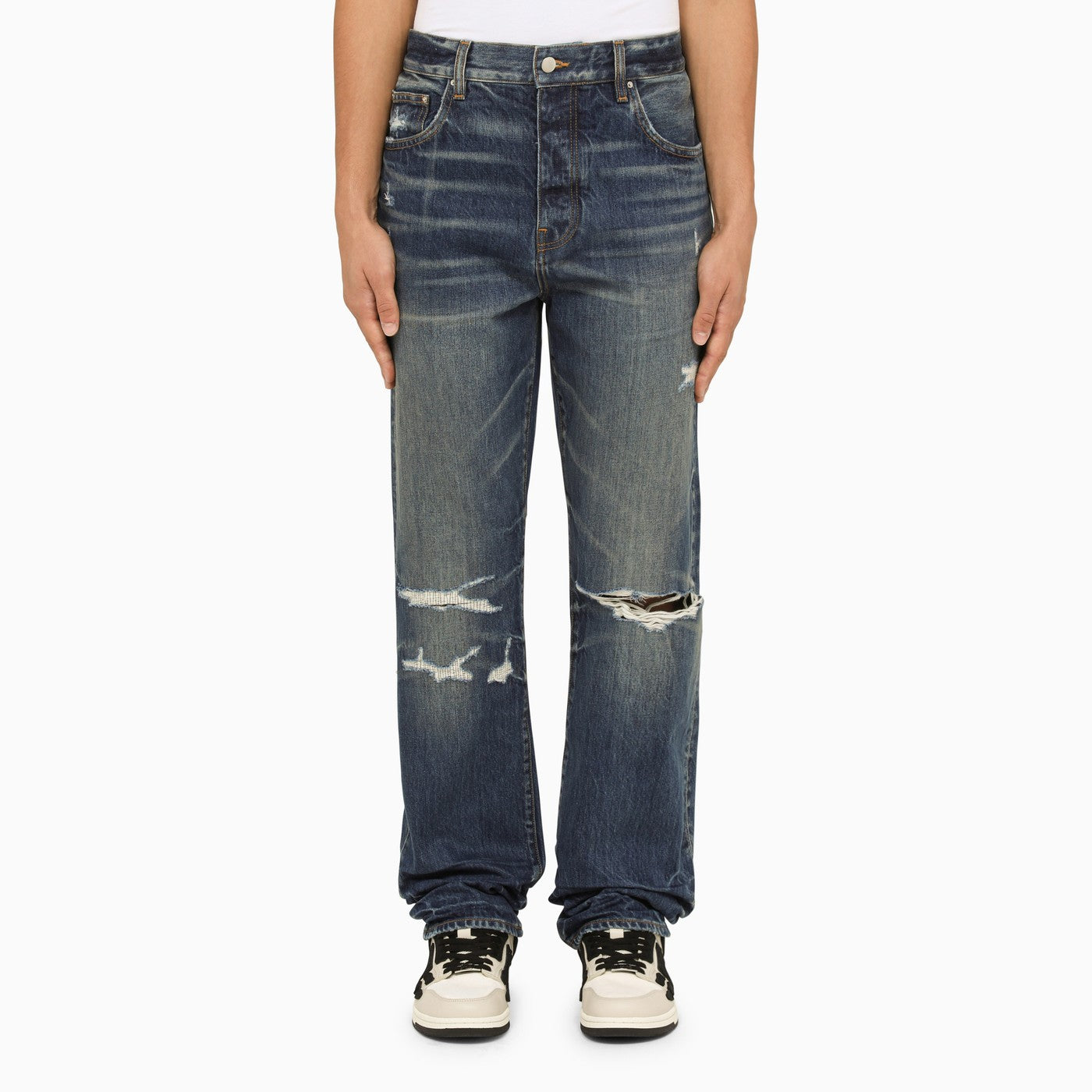 Amiri Jeans With Tears River Indigo