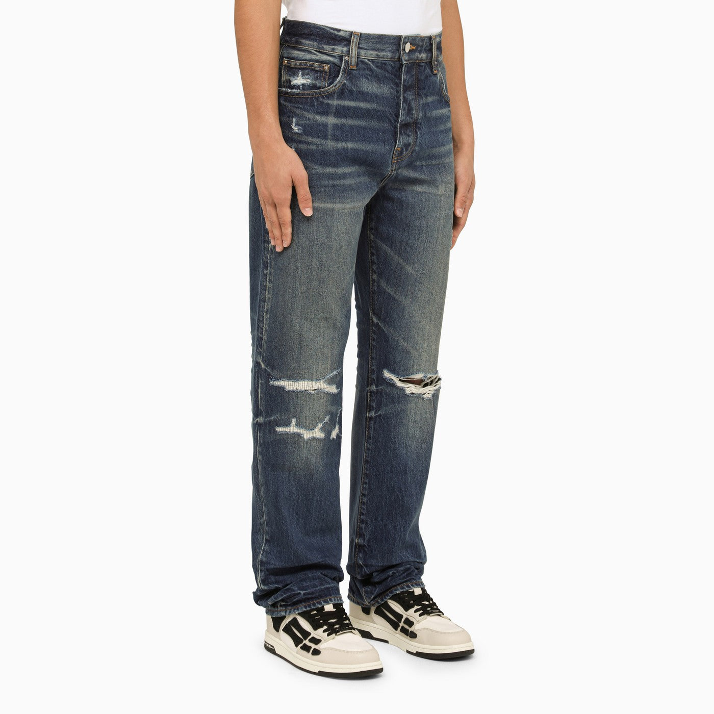 Amiri Jeans With Tears River Indigo