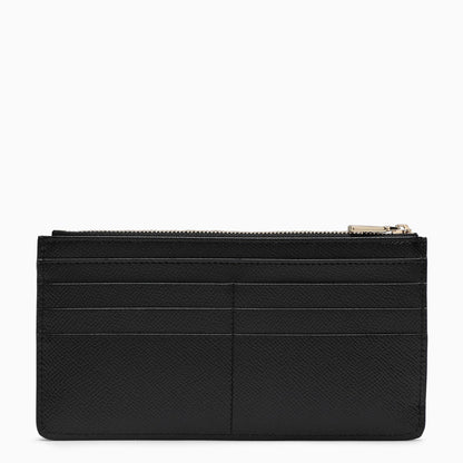 Dolce&Gabbana Black Dauphine Leather Zipped Card Holder