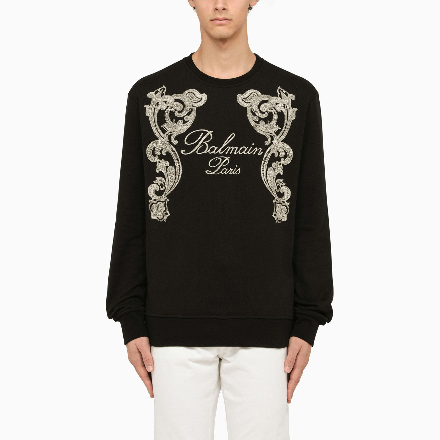 Balmain Black Crewneck Sweatshirt With Logo