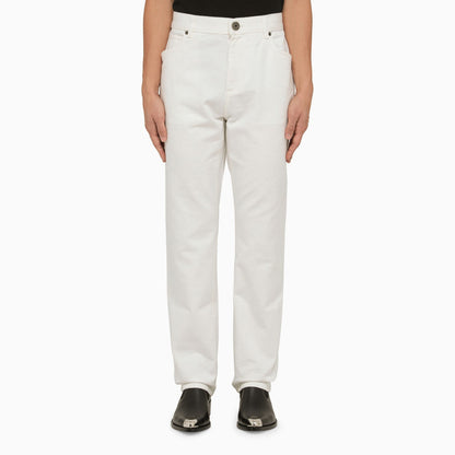 Balmain Regular White Cotton Trousers