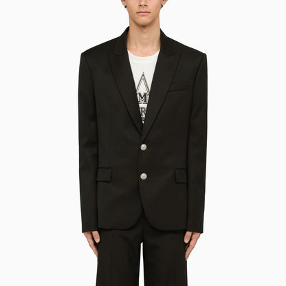 Balmain Black Single Breasted Jacket In Wool