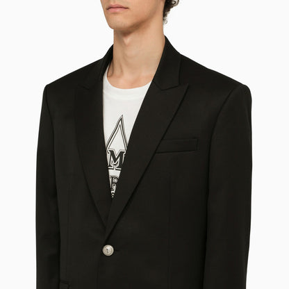 Balmain Black Single Breasted Jacket In Wool