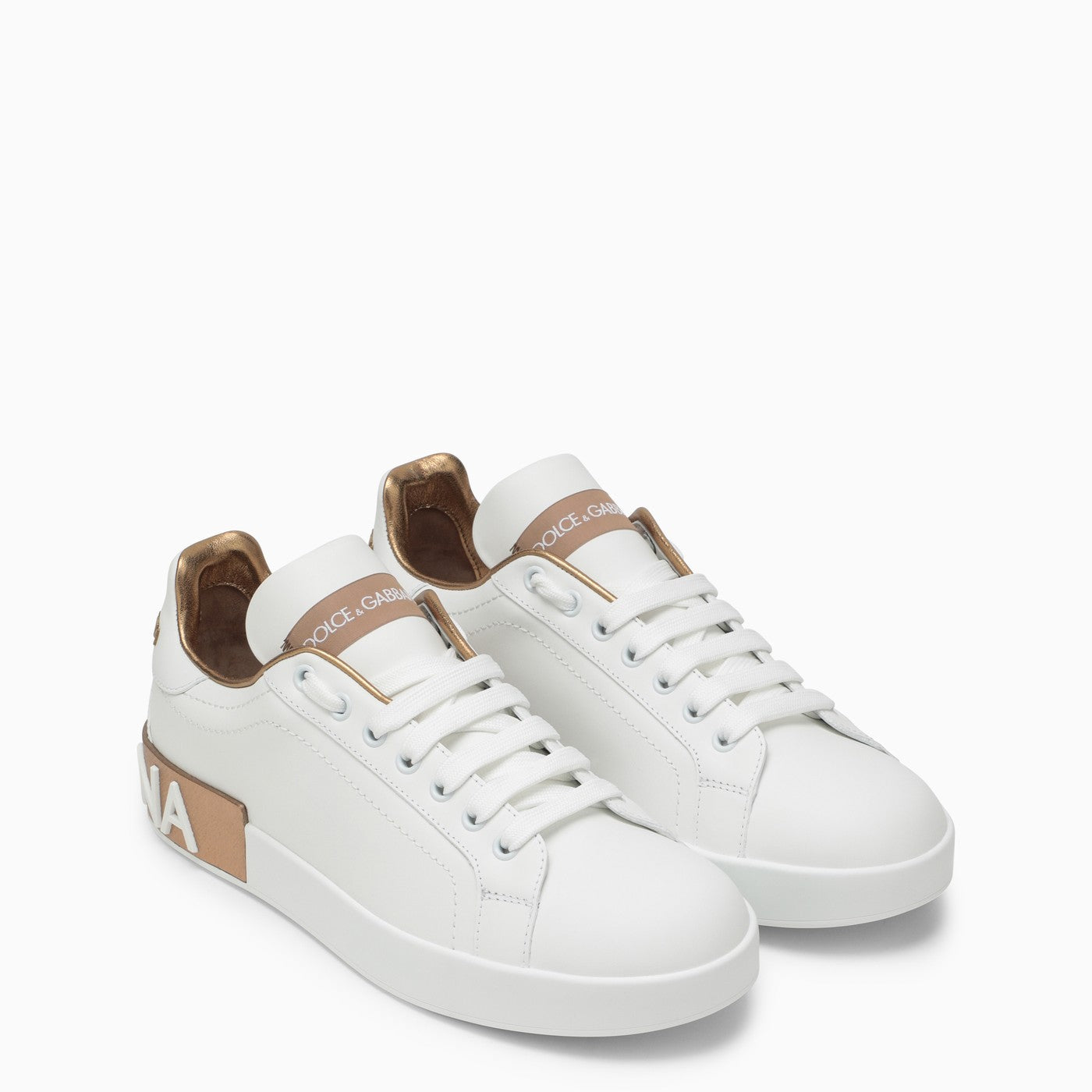 Dolce&Gabbana White/Gold Portofino Sneakers