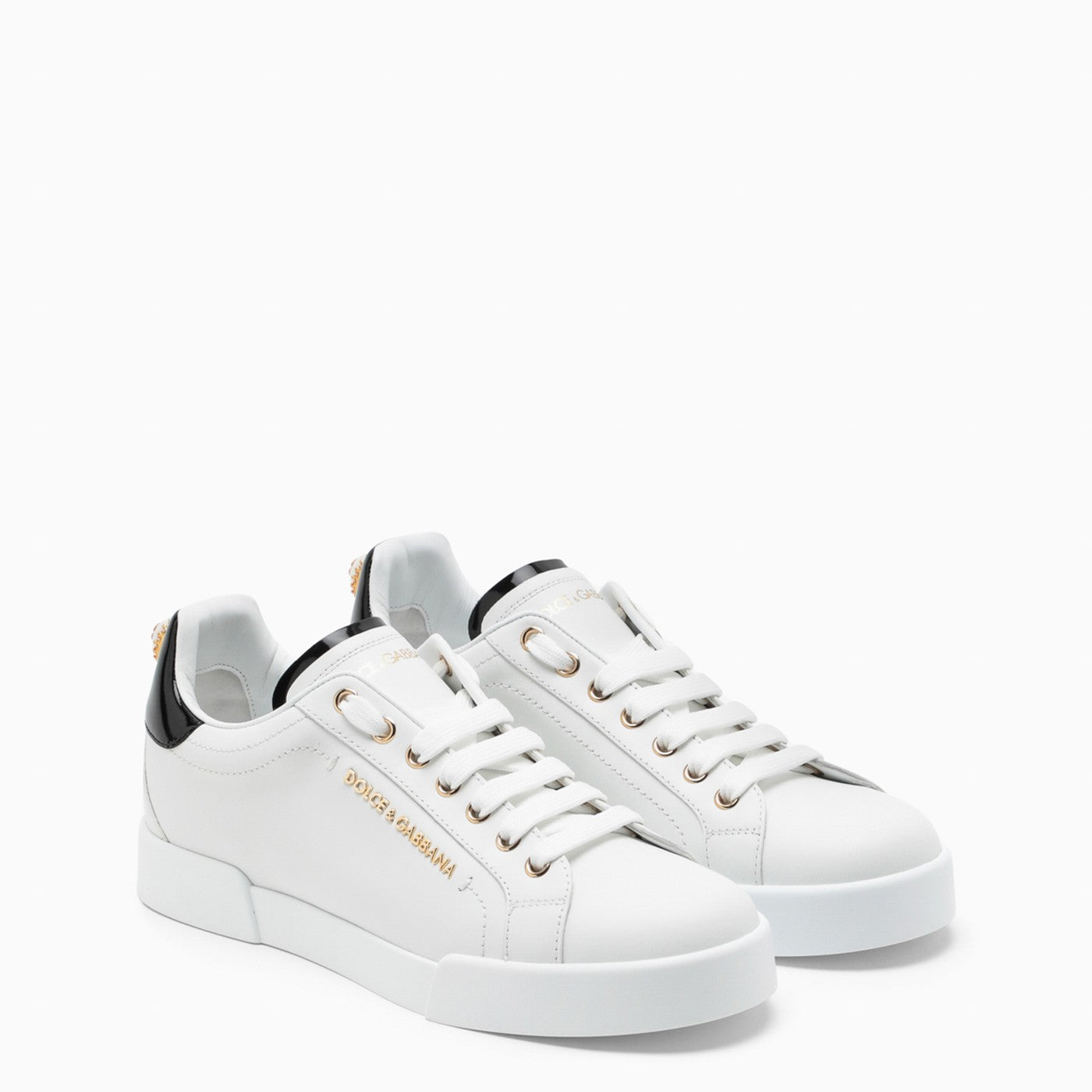 Dolce&Gabbana White And Gold Low Sneakers