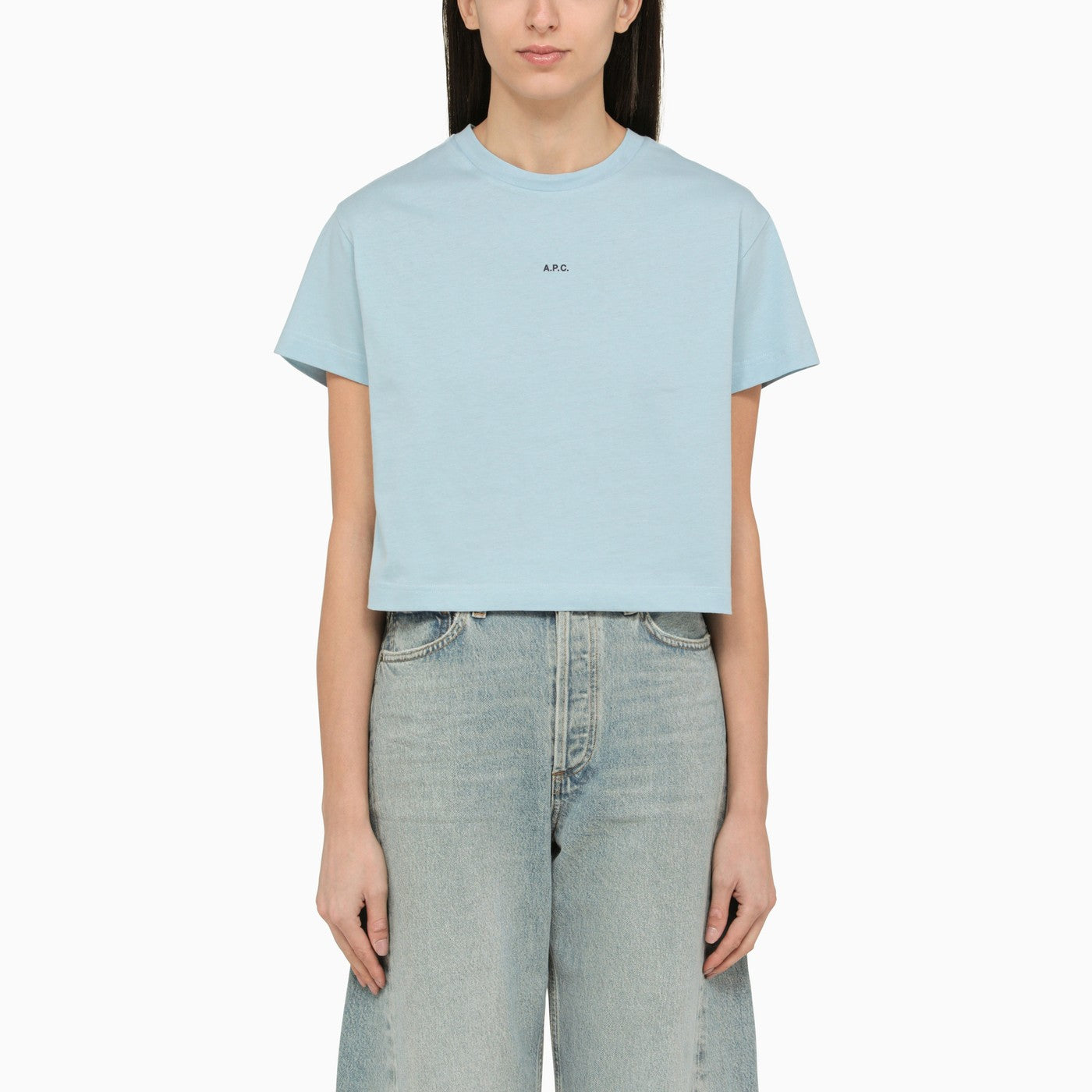 A.P.C. Light Blue T Shirt In Organic Cotton