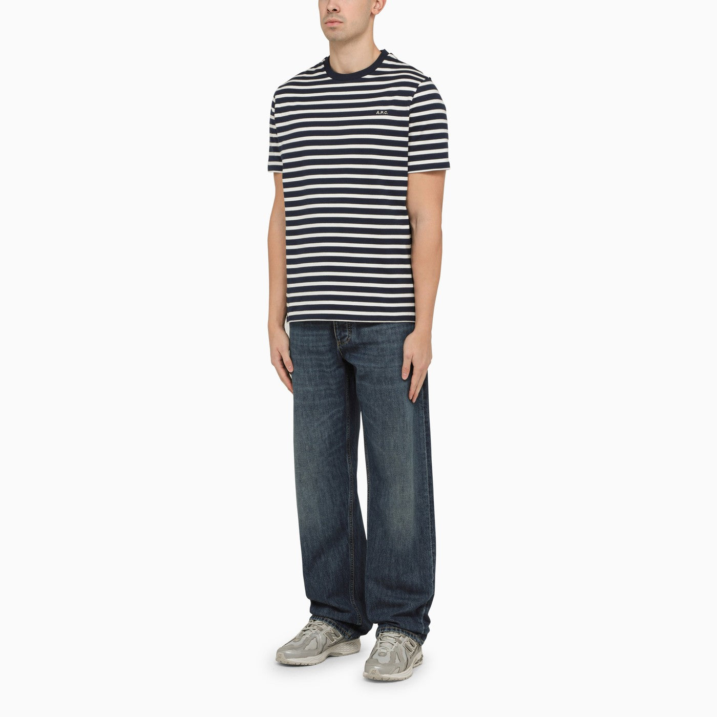 A.P.C. Striped T Shirt With Logo Inscription