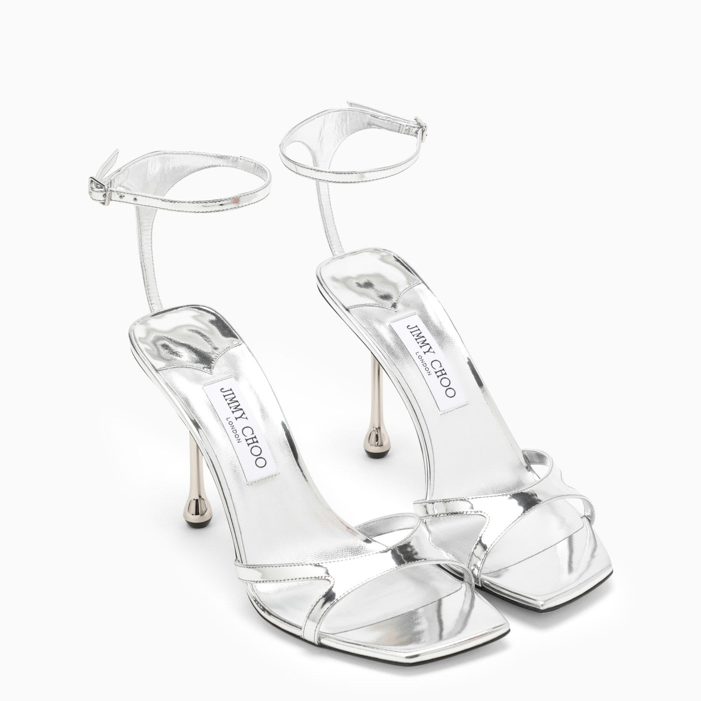 Jimmy Choo Ixia 95 Metallic Silver Leather Sandal