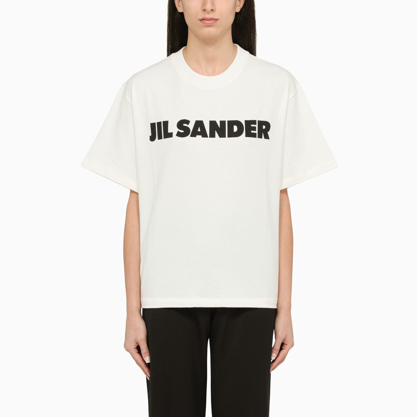 Jil Sander Porcelain Crew Neck T Shirt With Logo