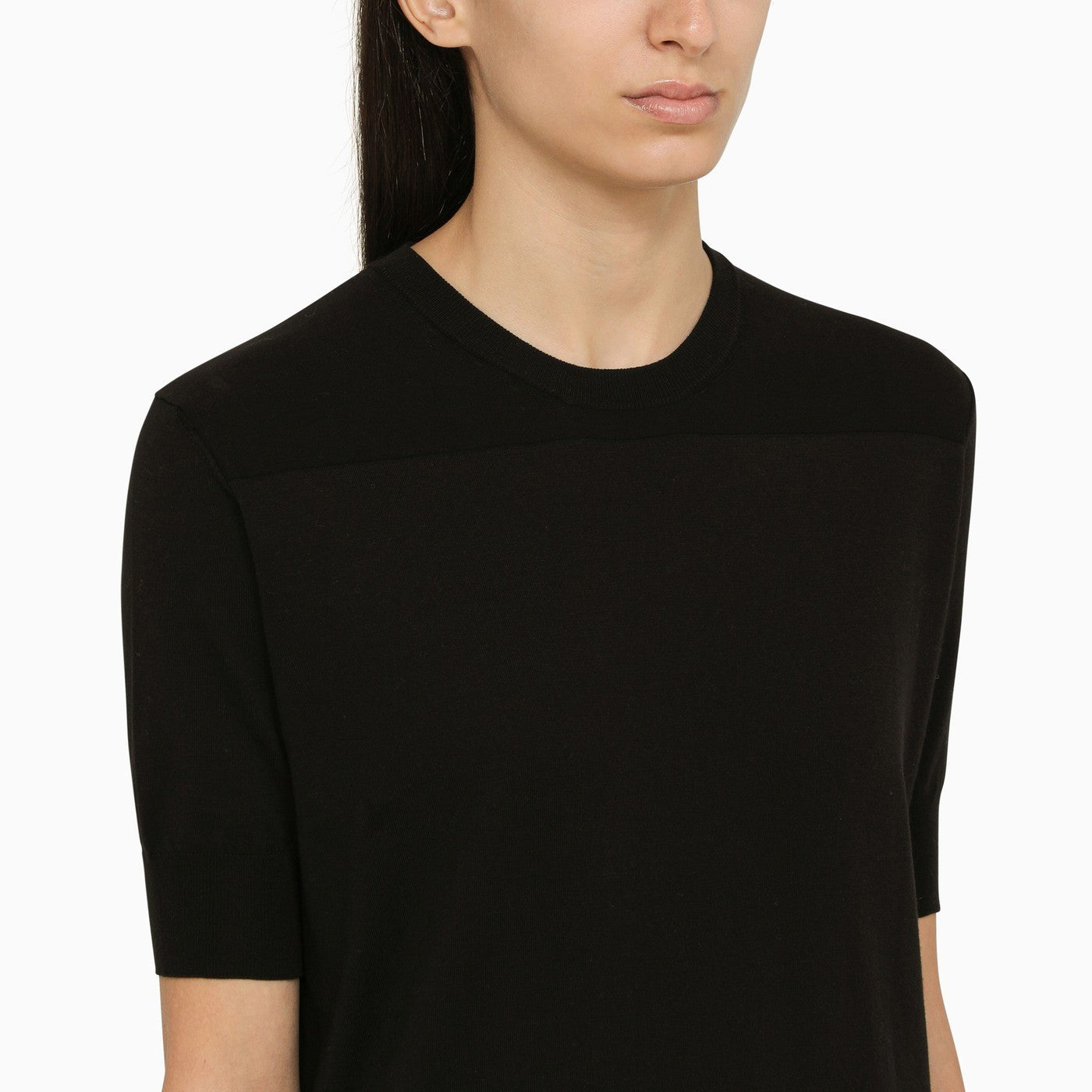 Jil Sander Short Sleeved Black Cotton Jersey