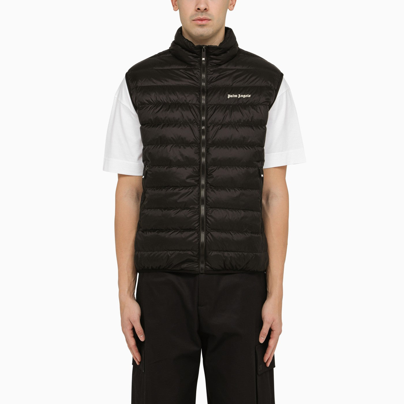 Palm Angels Black Padded Nylon Waistcoat