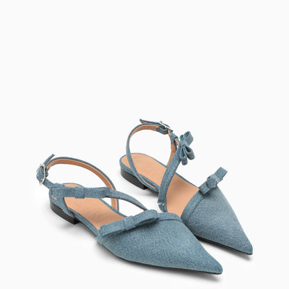 Ganni Denim Slingback With Bows