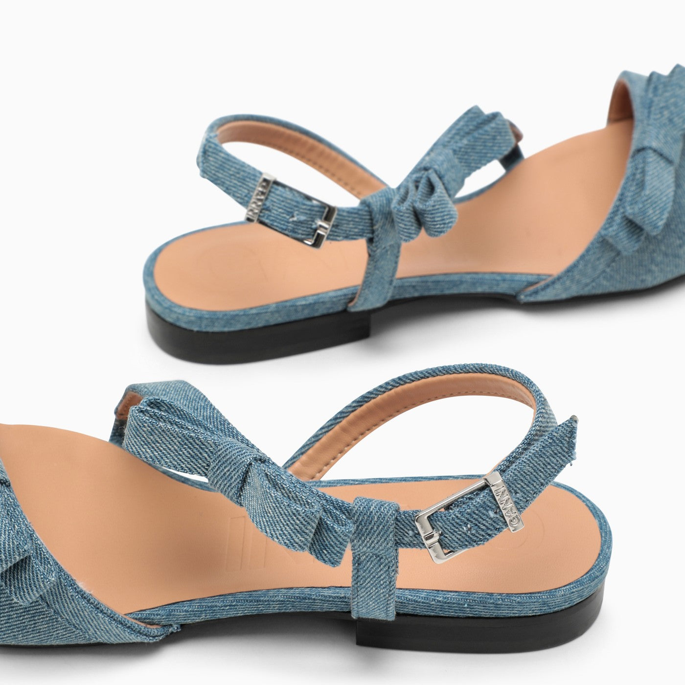 Ganni Denim Slingback With Bows