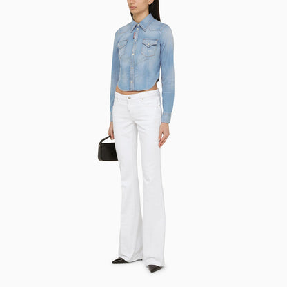 Dsquared2 Light Blue Cropped Denim Shirt