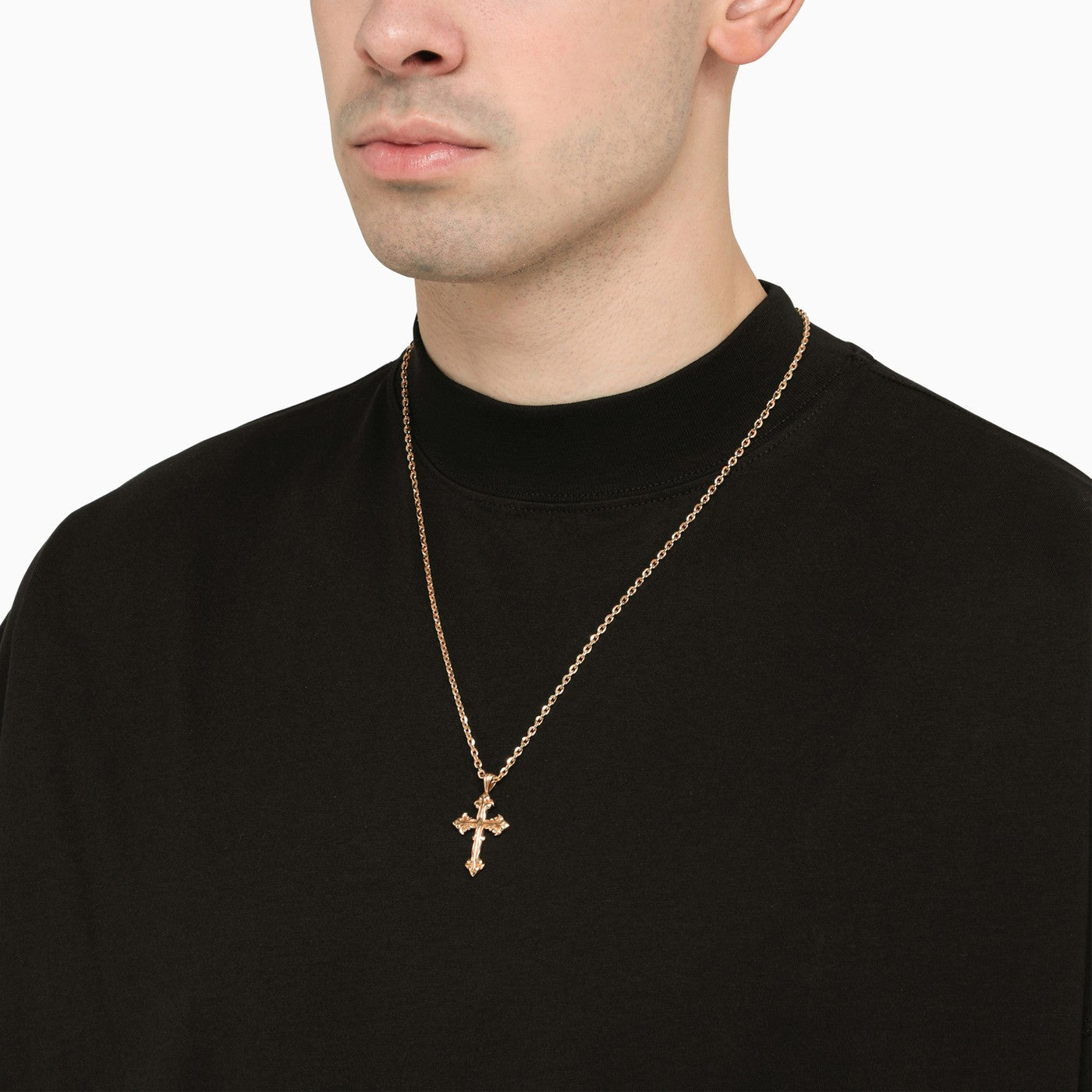 Emanuele Bicocchi Avelli Small Cross Necklace In 925 Gold Plated Silver