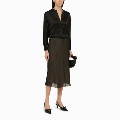 Vince Black And Beige Viscose Midi Skirt