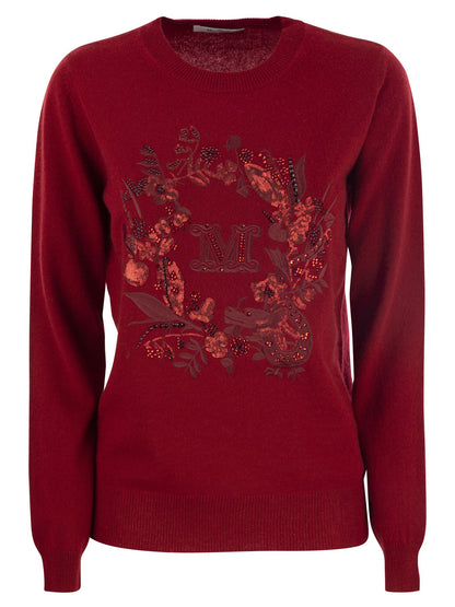 Max Mara Bari Wool And Cashmere Sweater With Embroidery