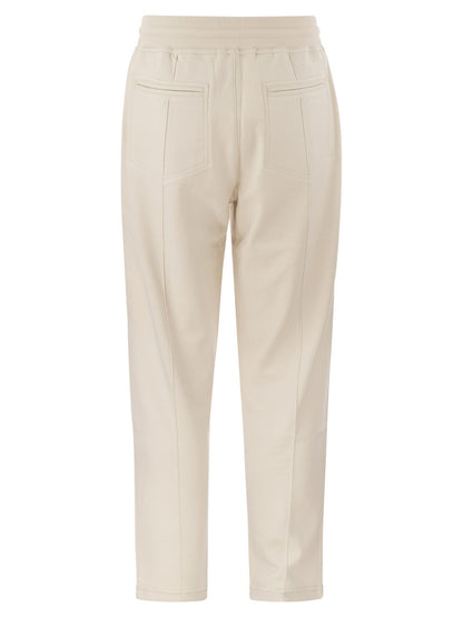 Brunello Cucinelli Techno Cotton Fleece Trousers With Crête