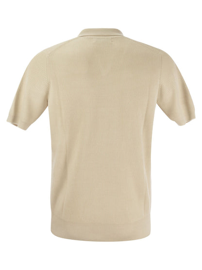 Brunello Cucinelli Cotton Rib Knit Polo Shirt