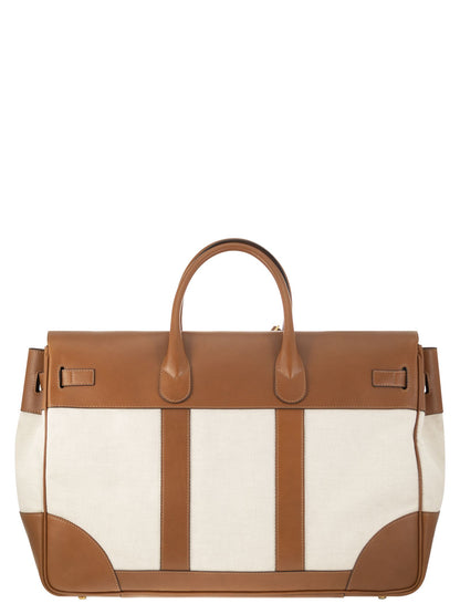 Brunello Cucinelli Country Bag In Leather And Fabric