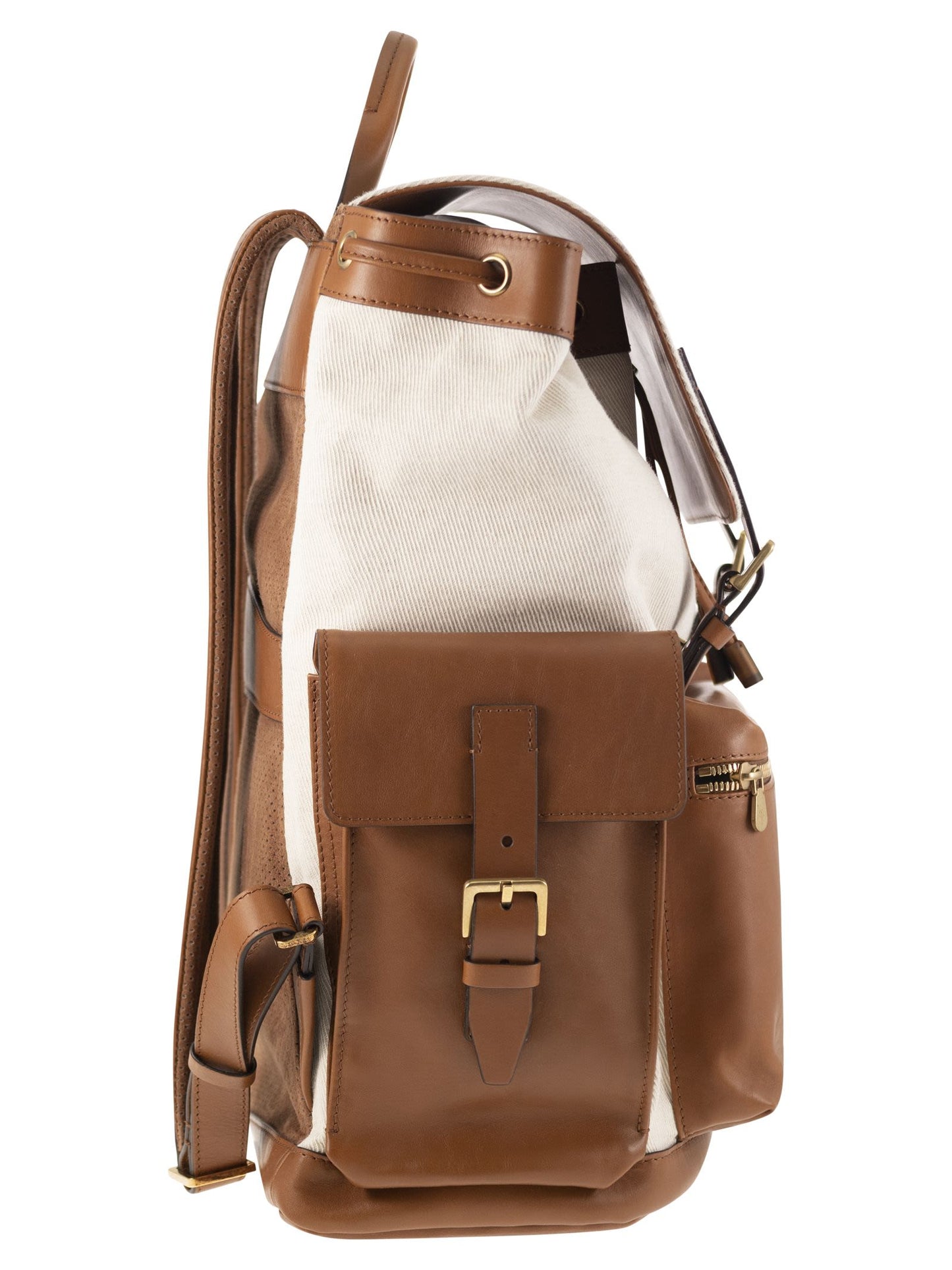 Brunello Cucinelli City Backpack In Leather And Fabric