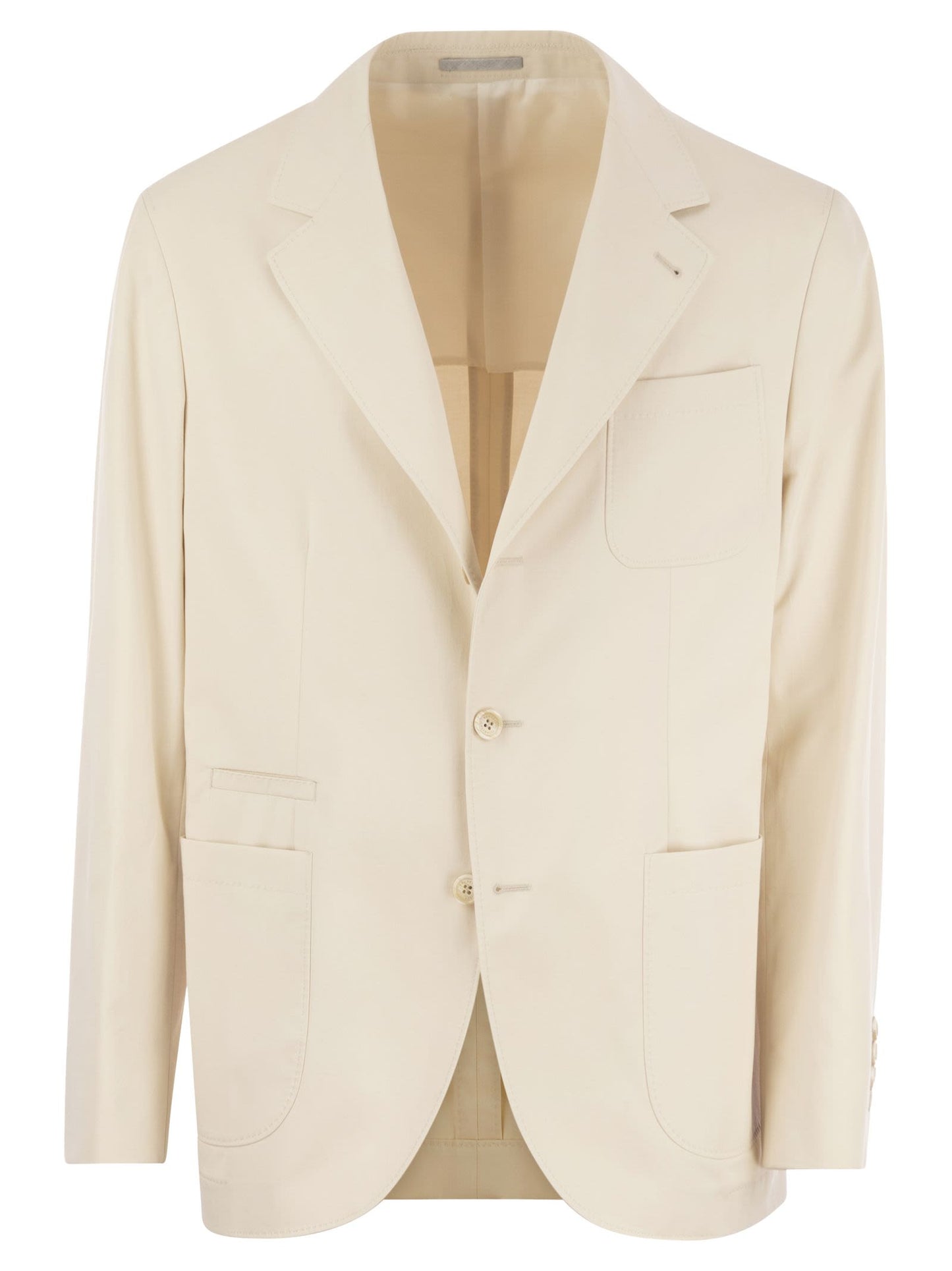 Brunello Cucinelli Cotton And Cashmere Deconstructed Jacket With Patch Pockets