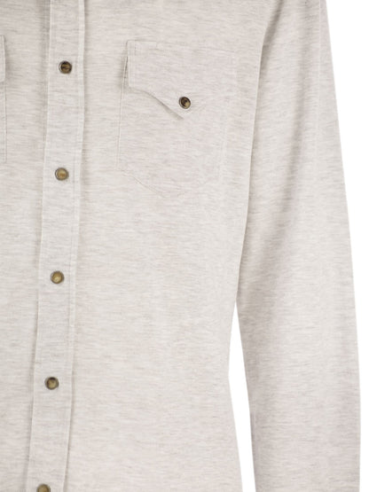 Brunello Cucinelli Linen And Cotton Blend Leisure Fit Shirt With Press Studs And Pockets